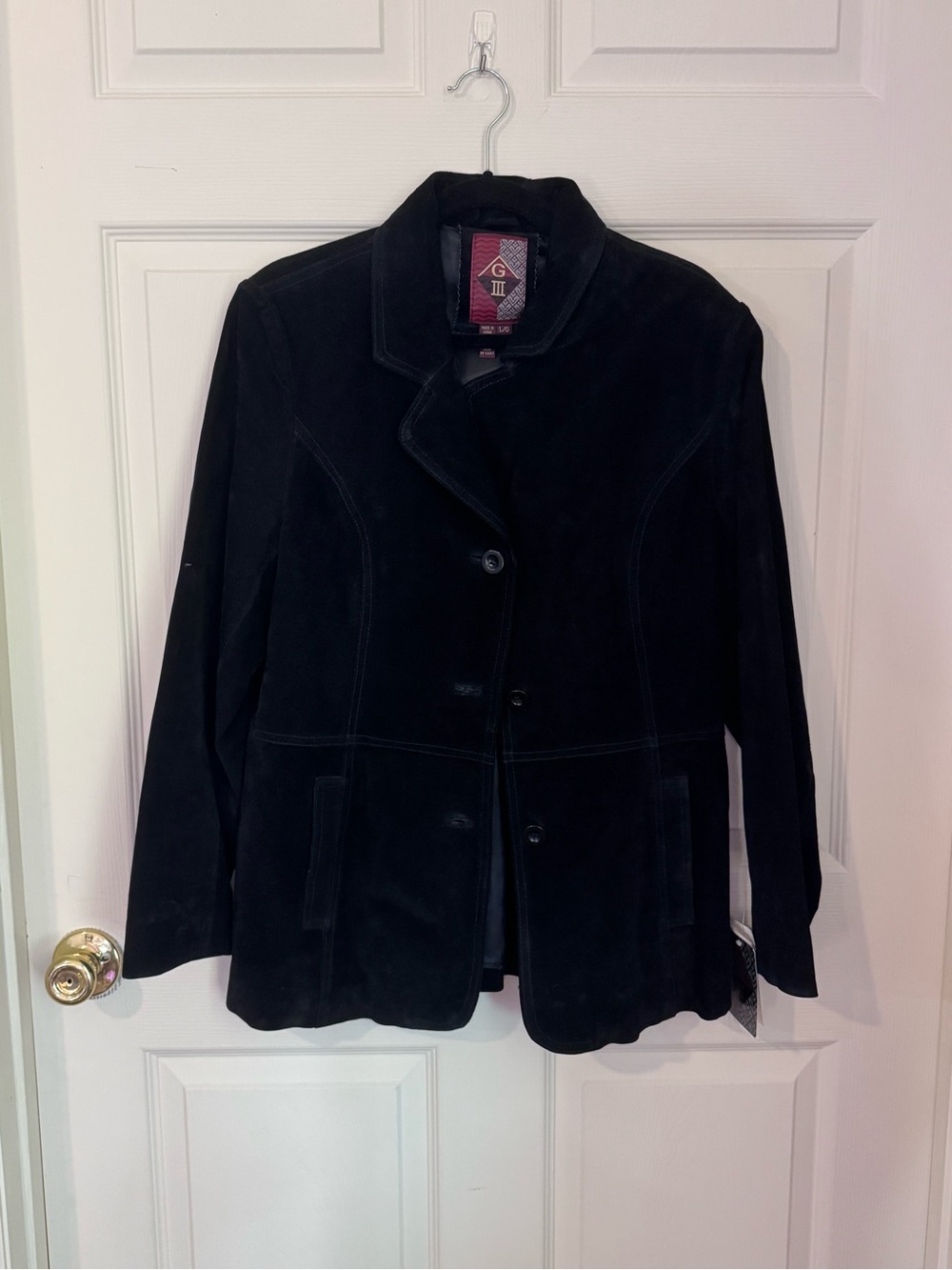 Black Suede Button-Up Jacket